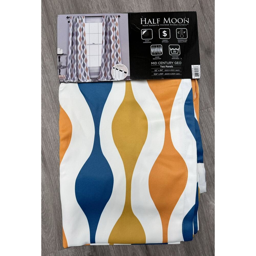 2 Pack Curtain Panels Lush Decor Mid Century Geometric 52"x84" Turquoise New